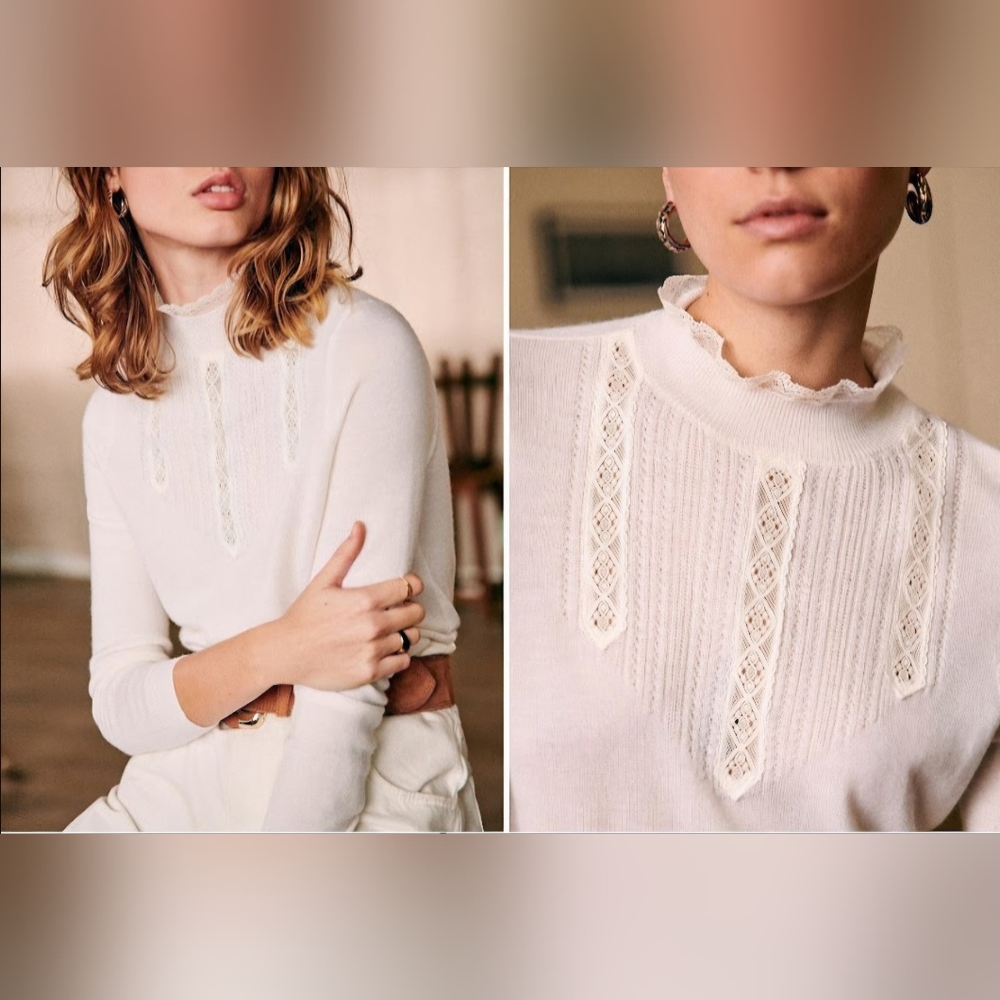 NWT Sezane Tulio Sweater in Ecru in Size S
